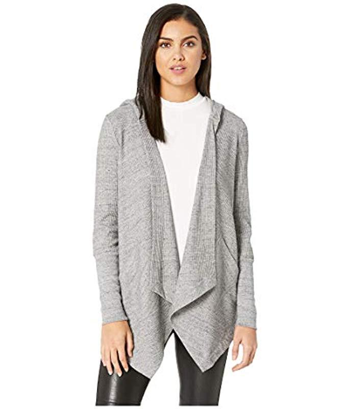 Splendid Thermal Wrap Hooded Cardigan in Gray Lyst