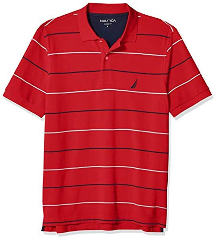 Nautica Classic Fit Short Sleeve 100% Cotton Pique Stripe Polo Shirt in ...