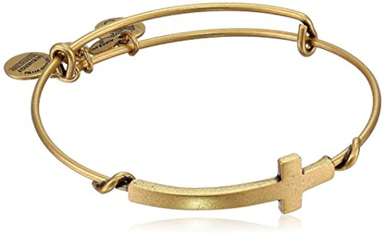ALEX AND ANI Spiritual Armour Cross Expandable Wire Bangle Bracelet, 7.
