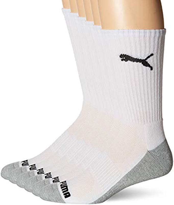 Puma 6 Pack Crew Socks Whitegray 10 13 In White For Men Lyst 