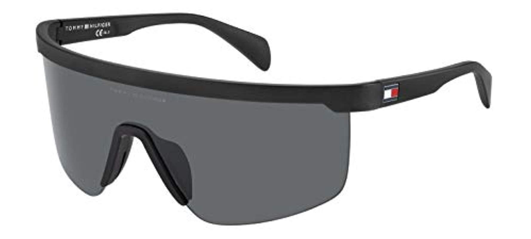 Tommy Hilfiger Th1657gs Shield Sunglasses, Black & Grey, 99 Mm in Gray
