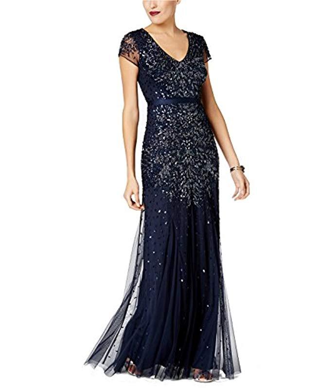 adrianna papell plus beaded gown