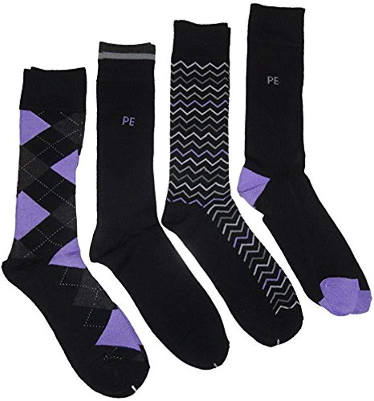 Perry Ellis 4 Pack Soft Superior Luxury-argyle Socks in Black for Men ...