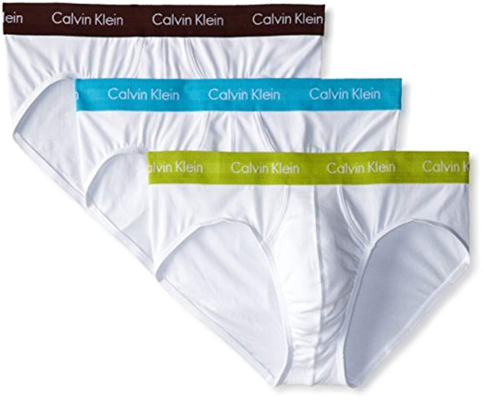 Lyst Calvin Klein `s Cotton Stretch Hip Brief 3pack in White for Men