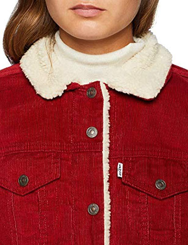 original sherpa trucker jacket red