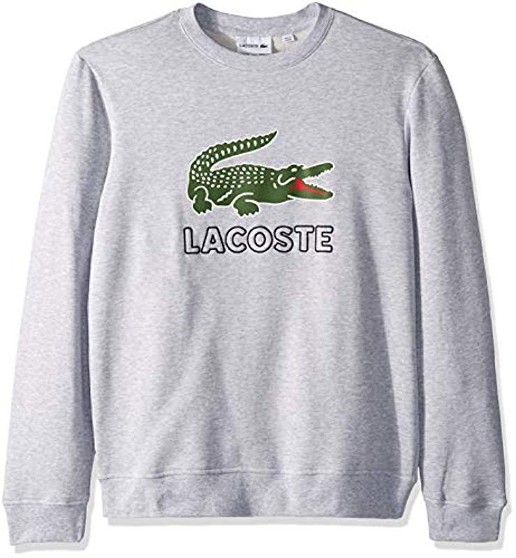 Lyst - Lacoste Long Sleeve Graphic Croc Brushed Fleece Jersey ...