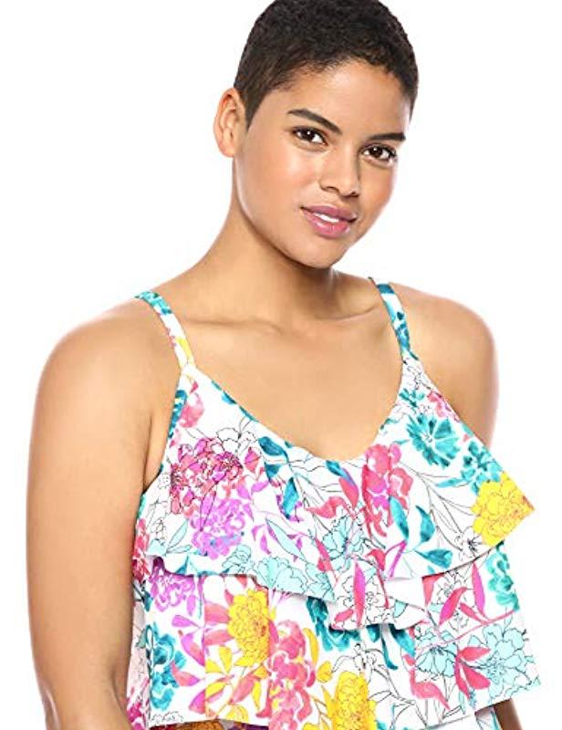 Lyst Kenneth Cole Reaction Plus Size Triple Tier Tankini Swimsuit Top