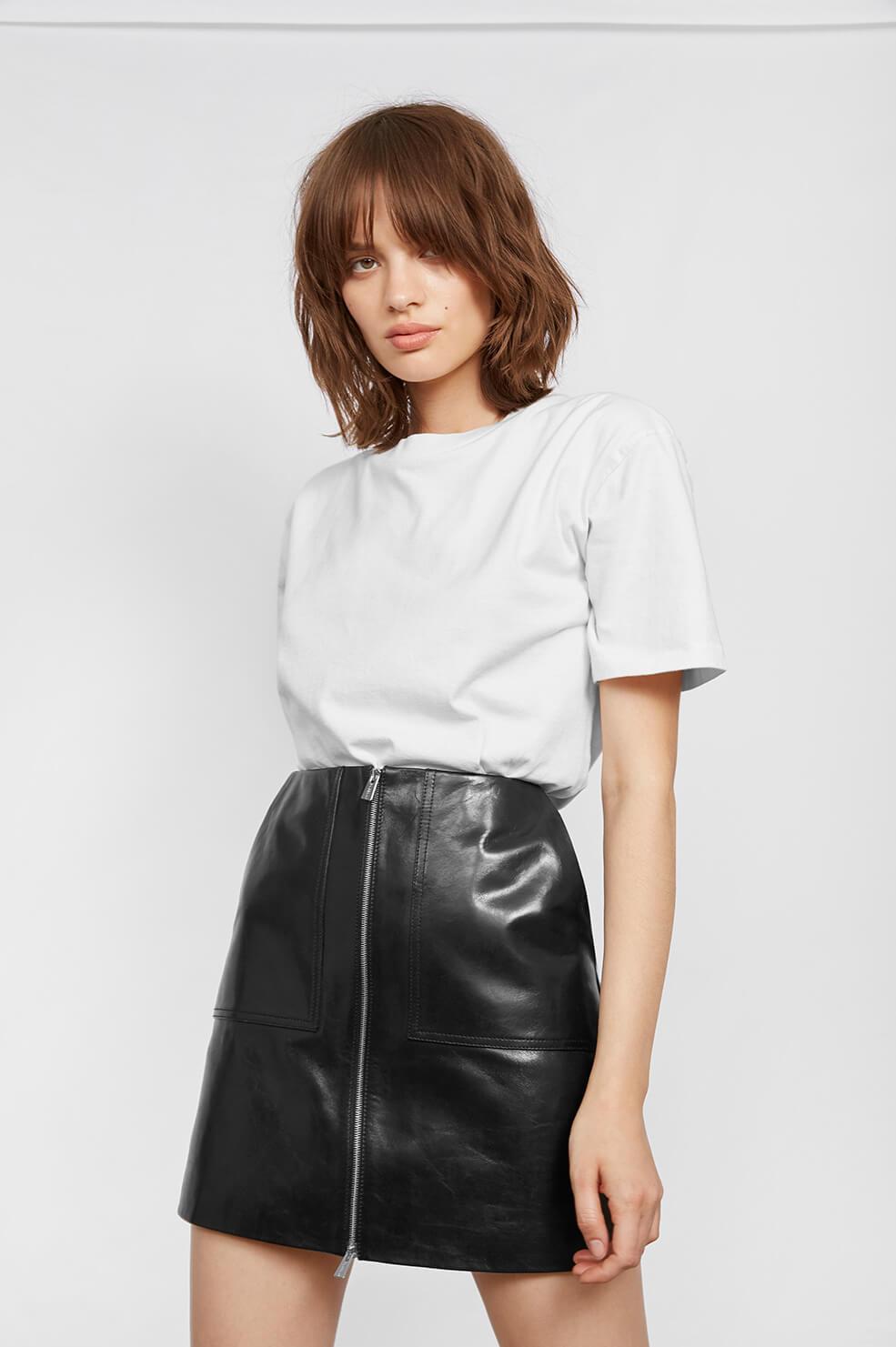 Lyst - Anine Bing Sally Leather Skirt in Black