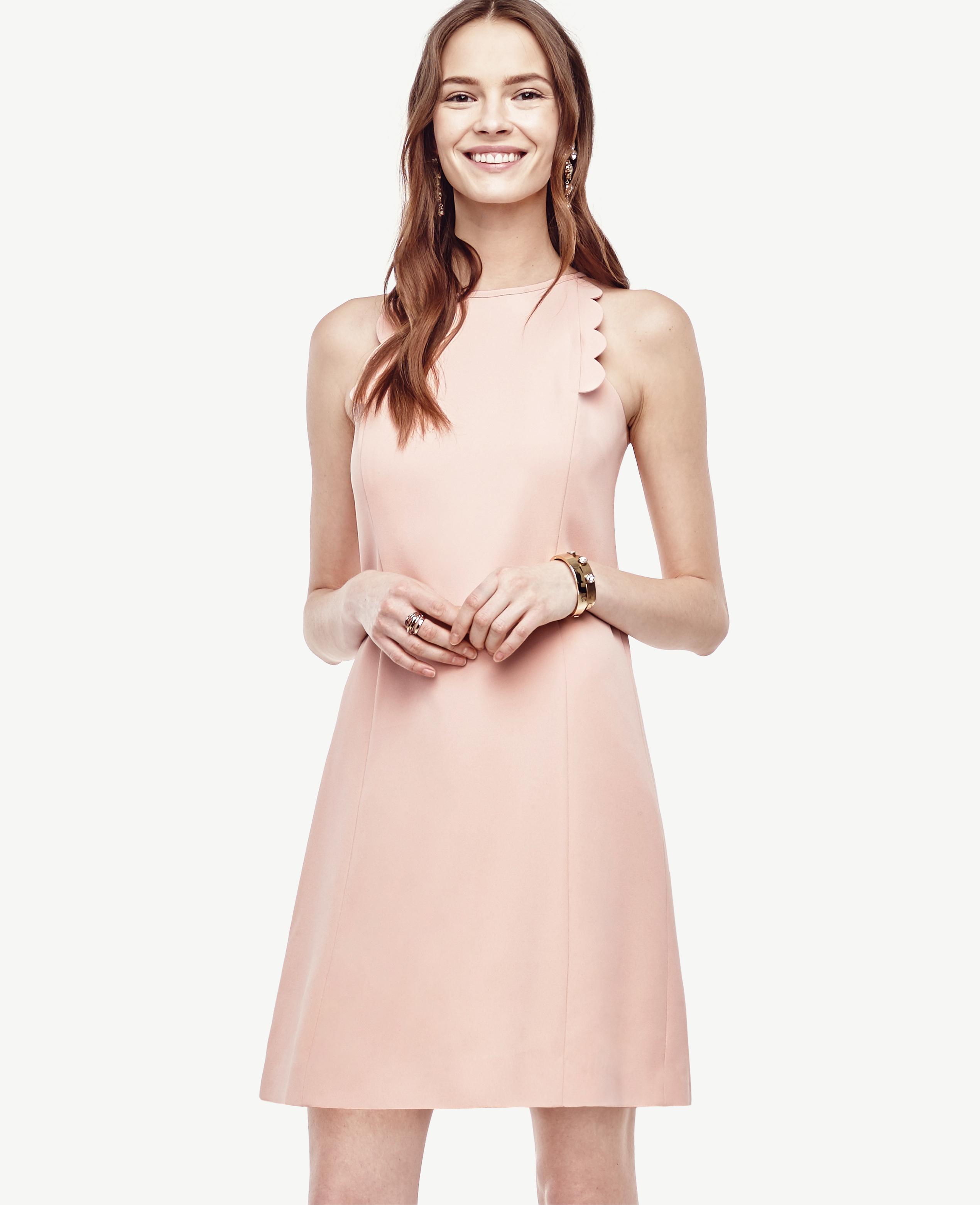 Lyst Ann Taylor Pee Scalloped Shift Dress In Pink Gallery
