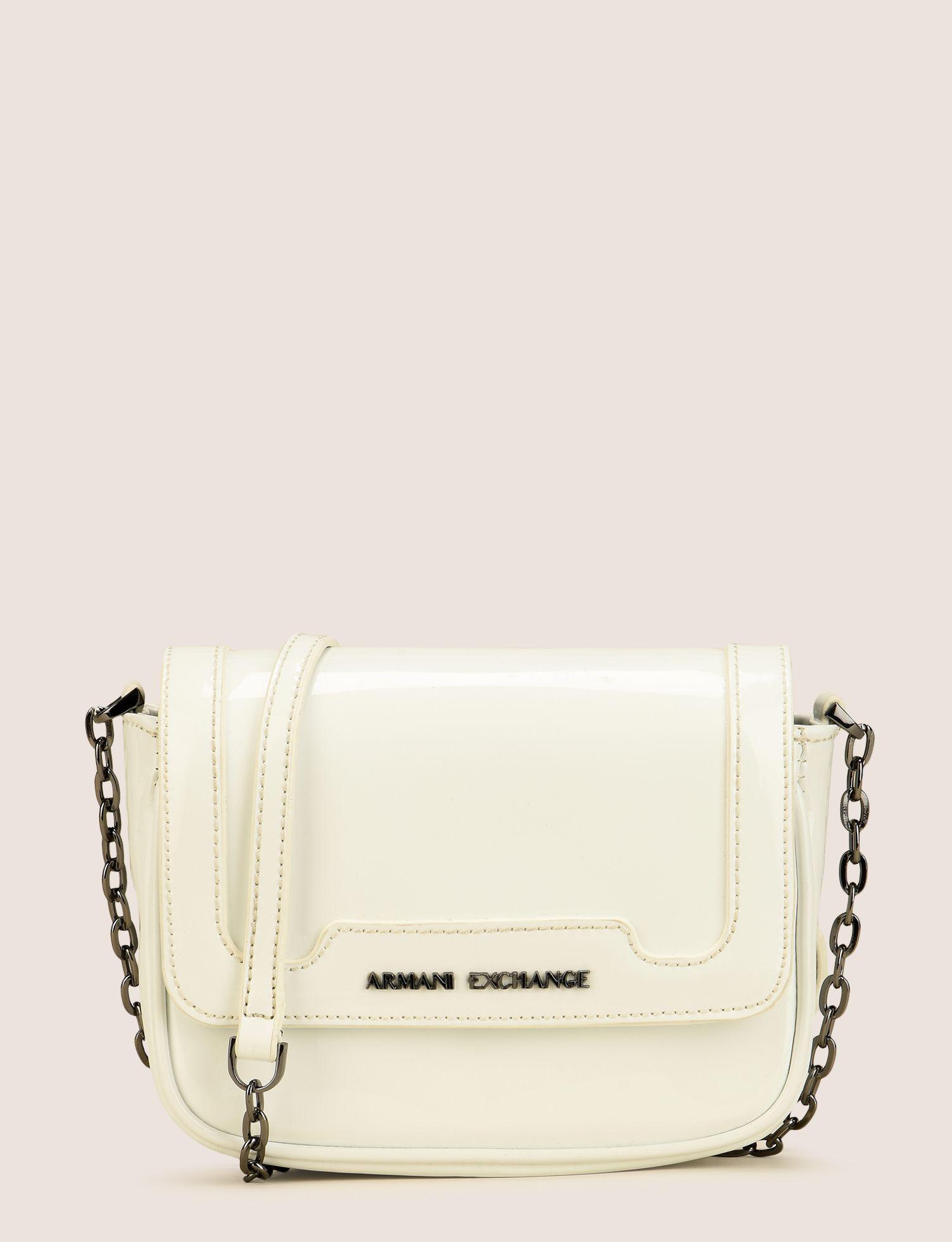 Lyst Armani Exchange Patent Effect Faux Leather Crossbody In White Gallery
