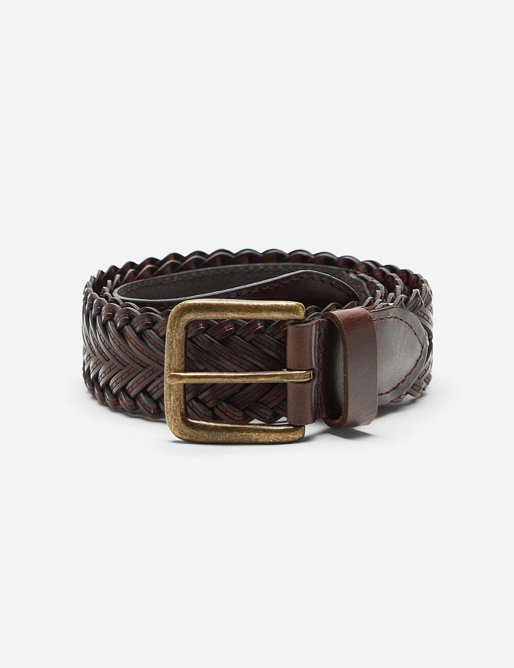 Womens Brown Leather Plaited Belt | semashow.com