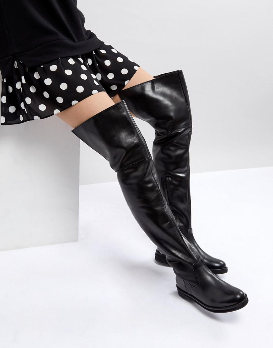 flat thigh high boots