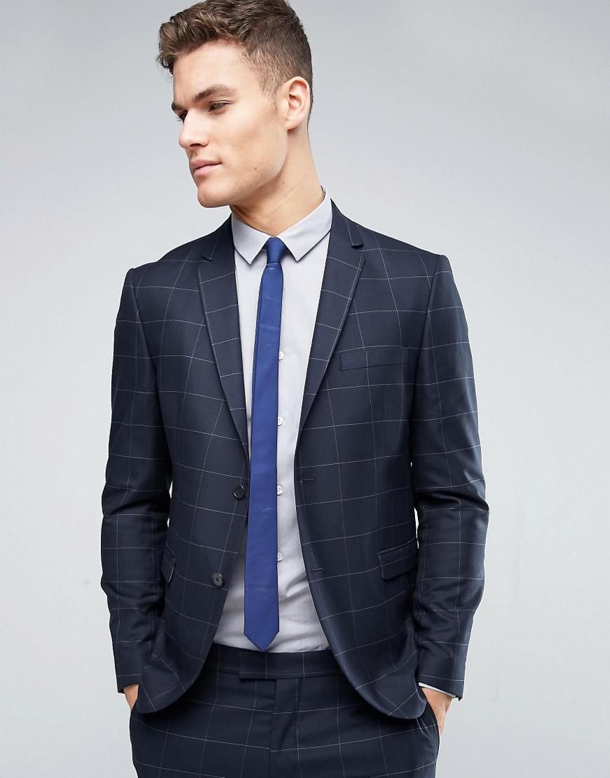 Jack And Jones Premium Slim Suit Jacket With Check In Blue For Men Lyst 6956