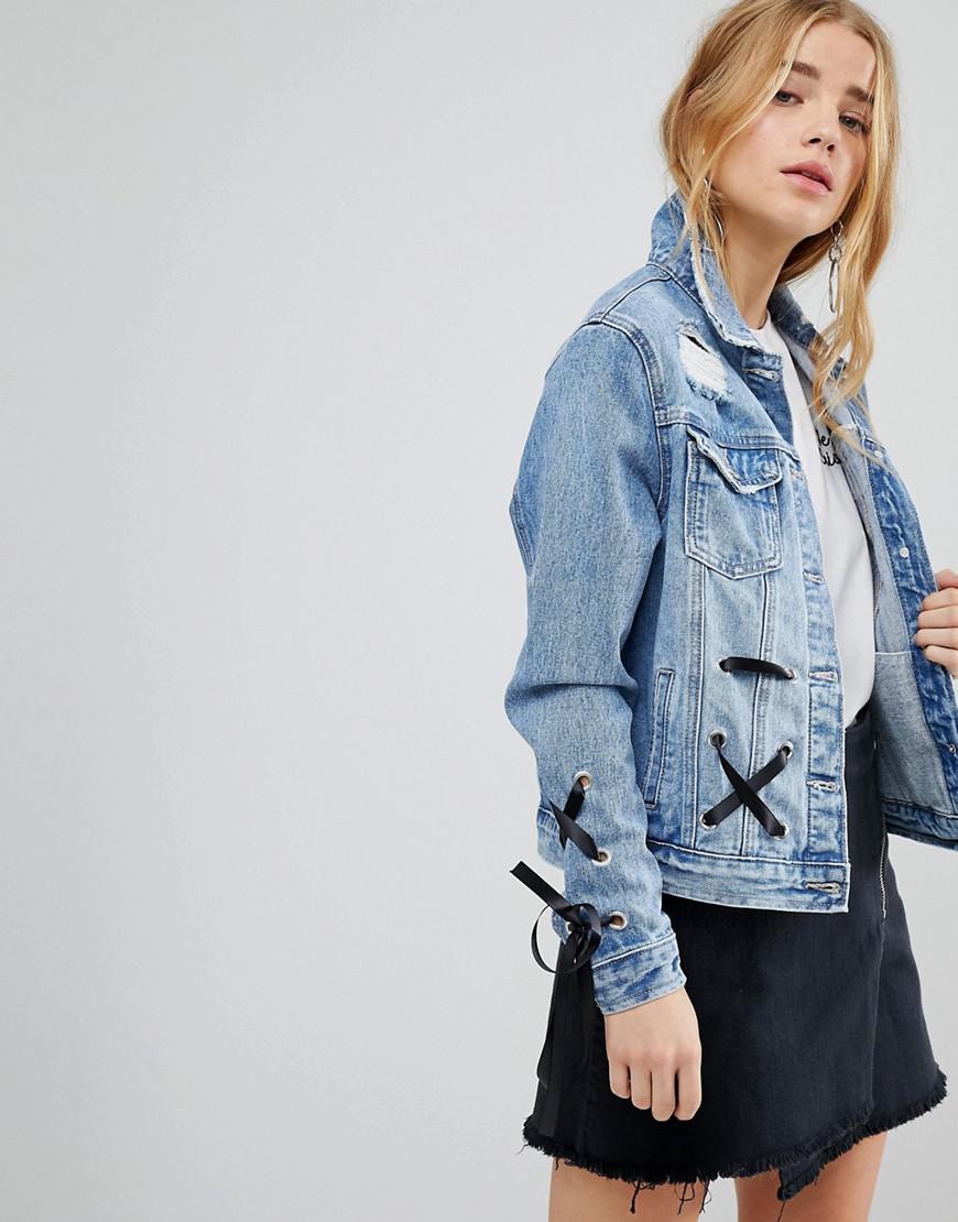 Femme Urban En Jean De Bliss Bleu Veste Coloris À Laçage 6aRqO4ga