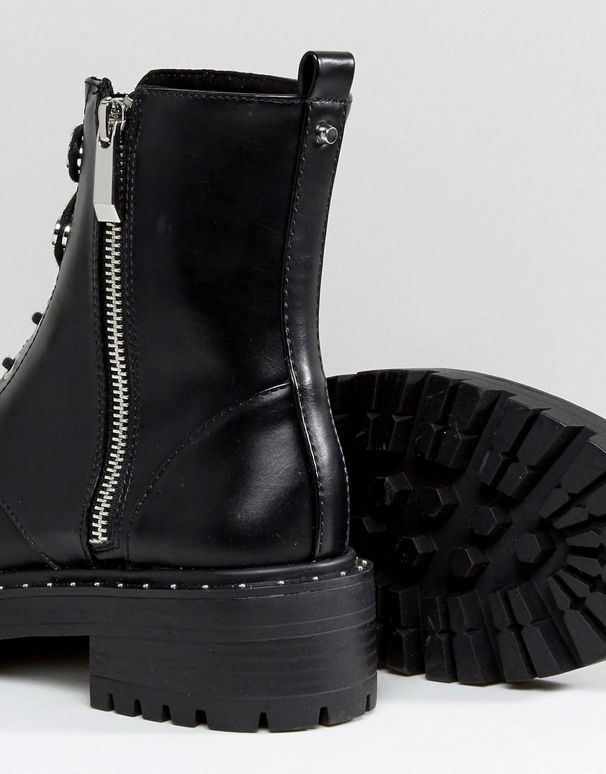 stradivarius mid heel boots in black