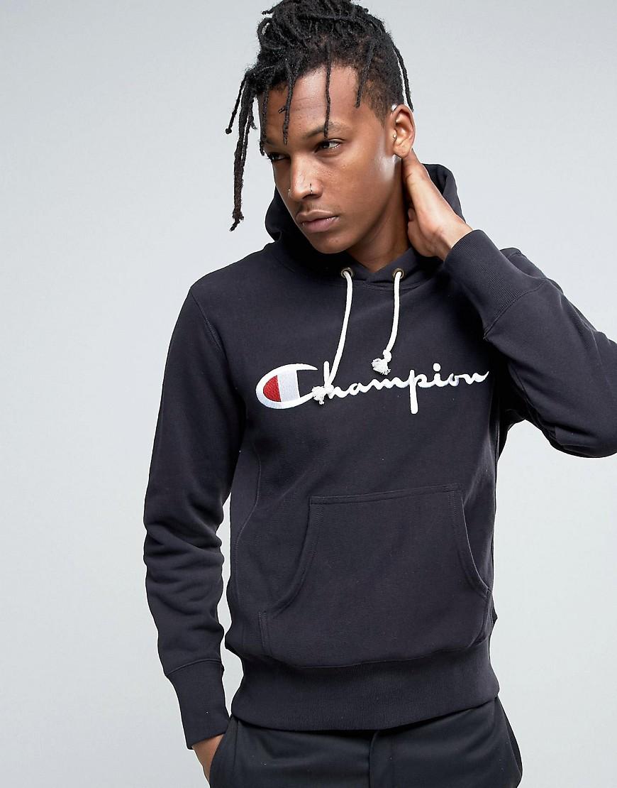 Champion Hoodie With Large Logo in Black for Men | Lyst
