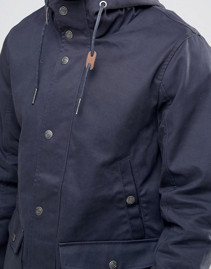 Lyst Threadbare Hooded Coat With Toggles in Blue for Men