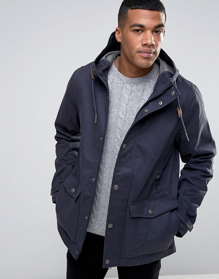 Lyst - Threadbare Hooded Coat With Toggles in Blue for Men