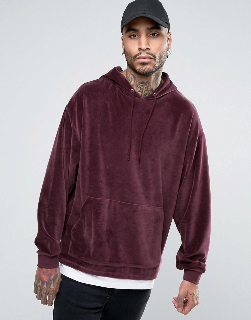 Lyst Asos Oversized Velour Hoodie  With T shirt  Hem in 