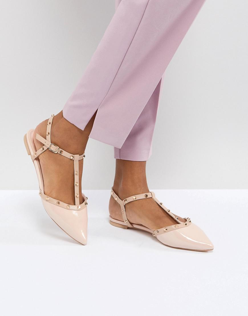 Lyst - Dune London Cayote Flat Studded Shoe in Pink