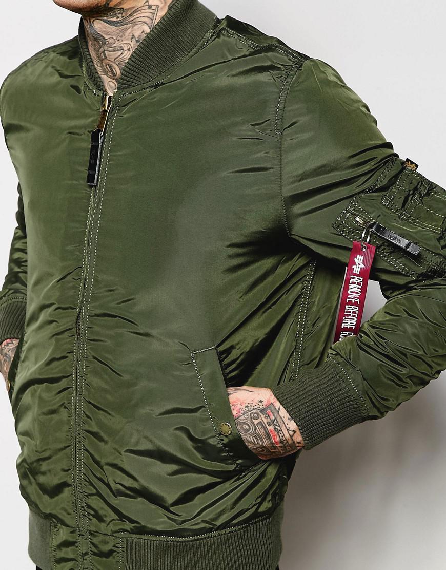 Alpha Industries Ma-1 Bomber Jacket Slim Fit in Green for Men - Lyst