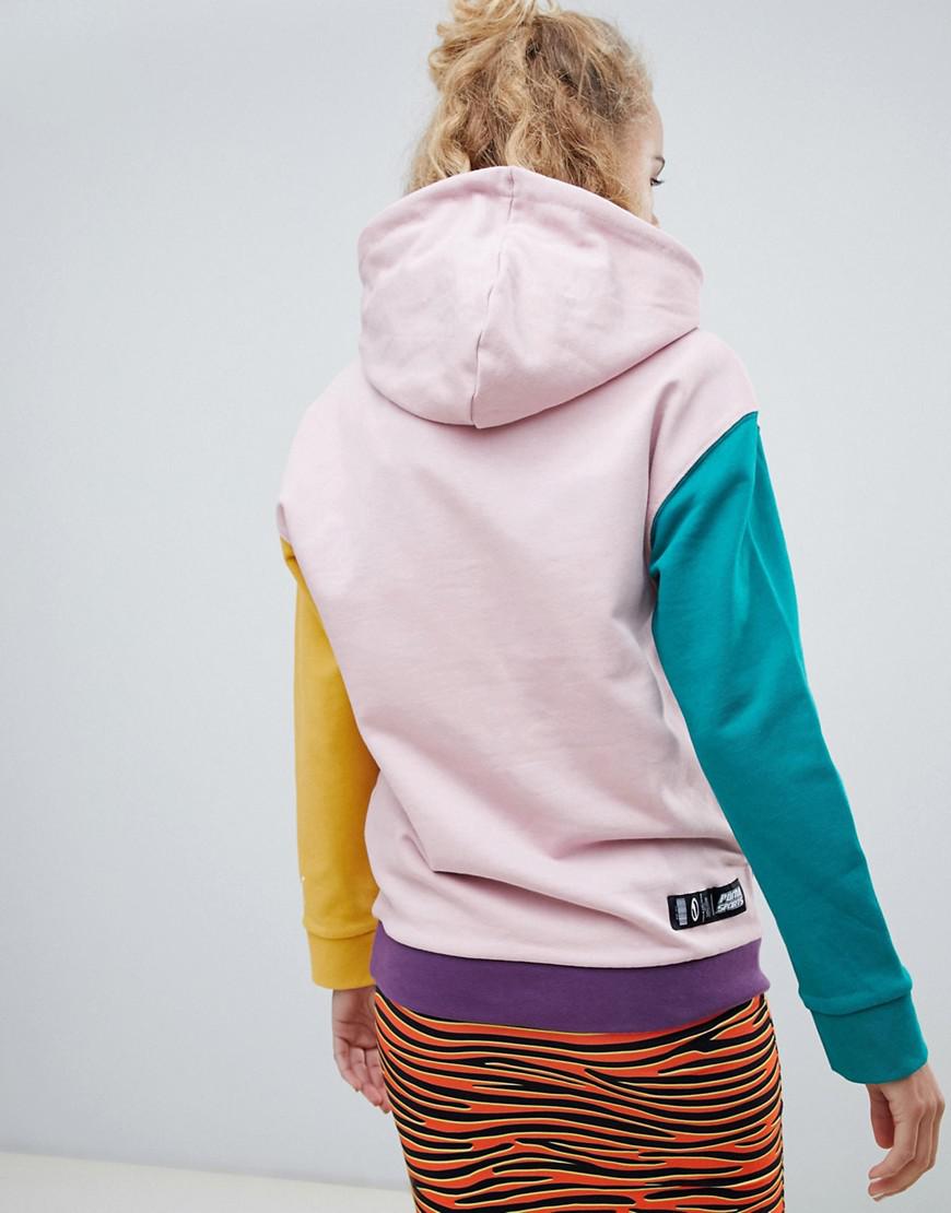 puma exclusive oversized organic cotton rainbow sweatshirt in black