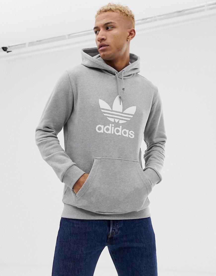 Lyst - adidas Originals Hoodie With Trefoil Logo In Gray in Gray for Men