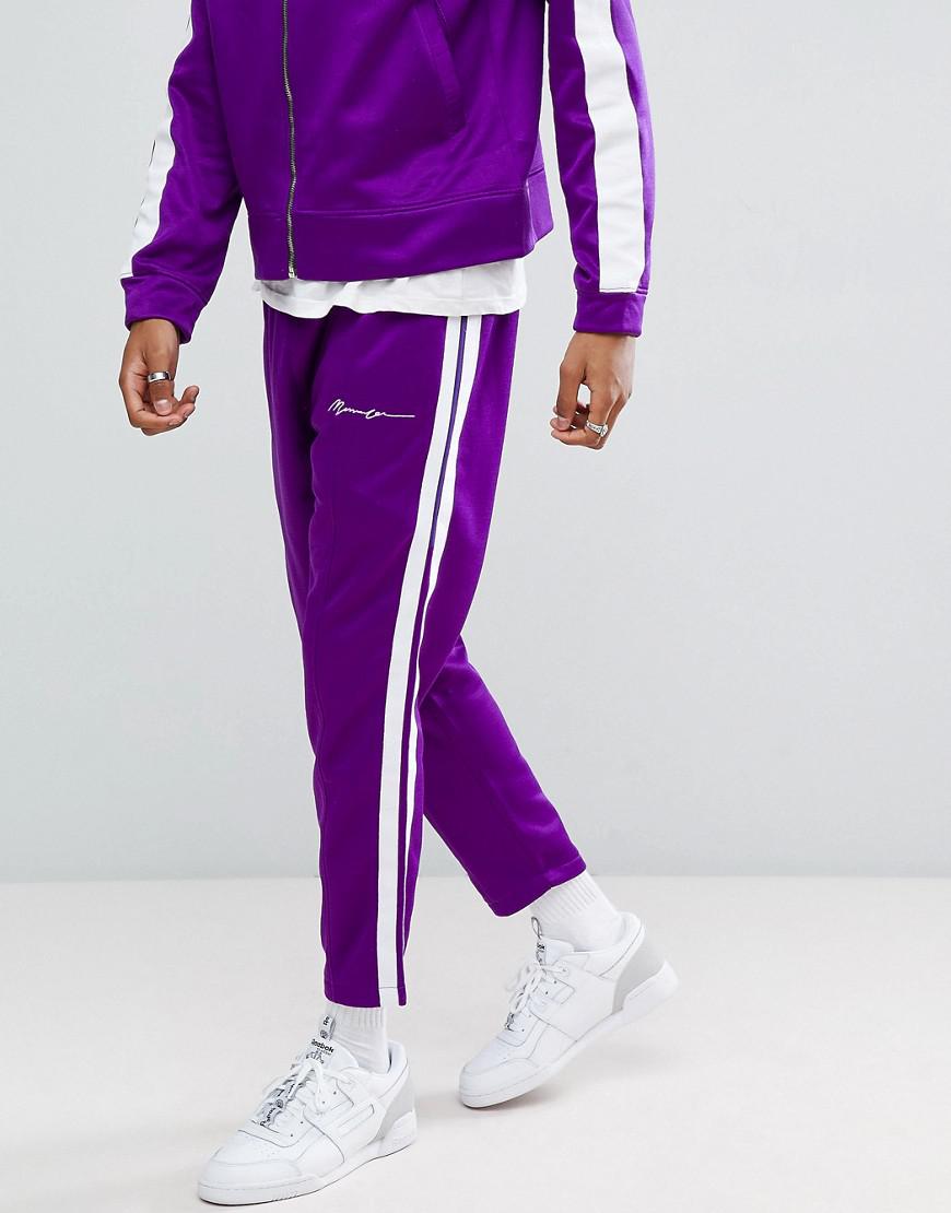 Mennace Skinny Track Joggers With Side Stripes In Purple in Purple for ...