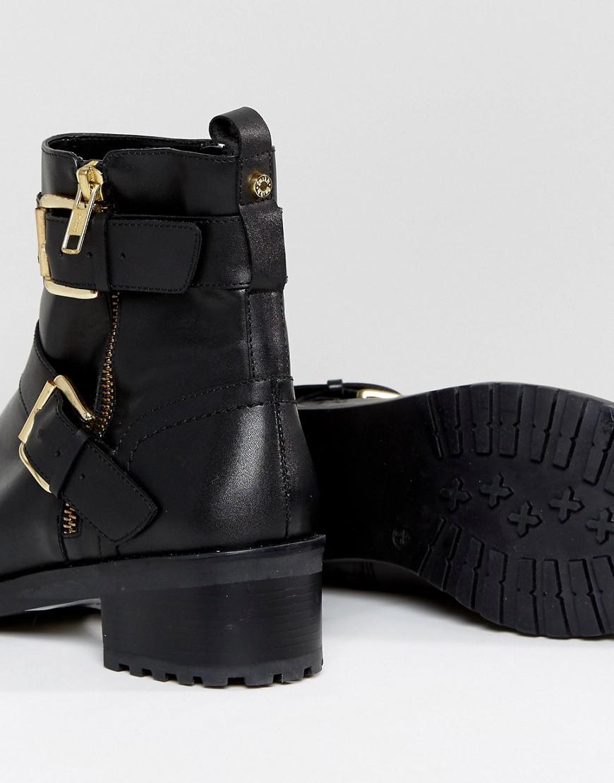 Lyst Faith Betsy Leather Biker Boots in Black