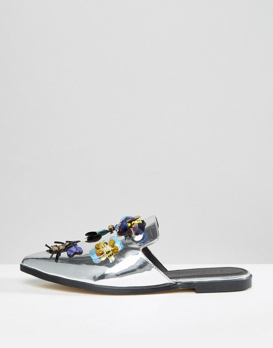 embellished flat mules