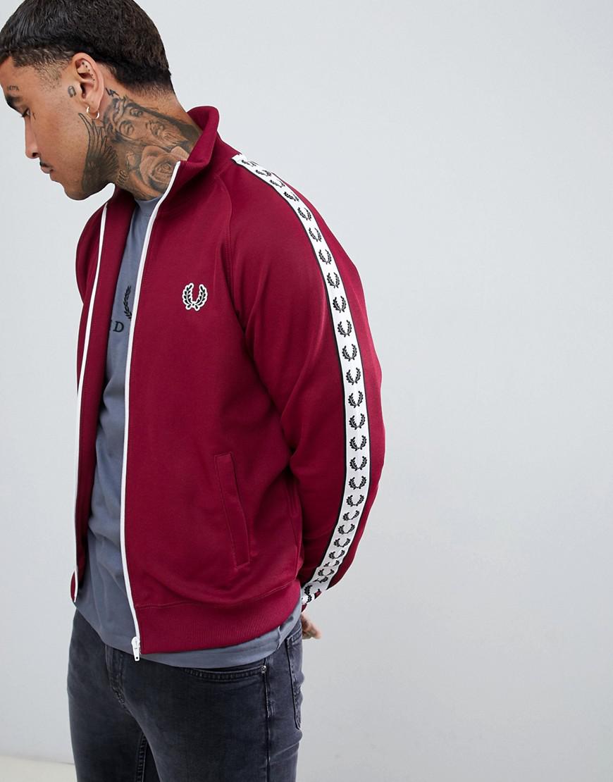 Lyst - Fred Perry Sports Authentic Taped Track Jacket In Burgundy in ...