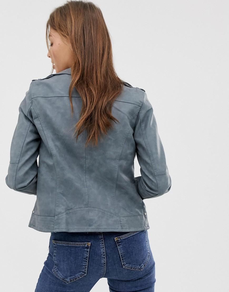 Vero Moda Faux Leather Jacket In Gray Lyst