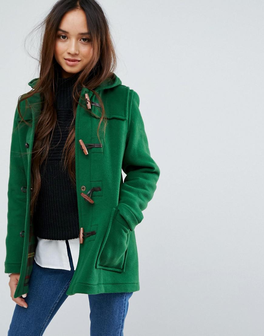 Lyst Gloverall Fitted Pannelled Wool Blend Duffle Coat in Green