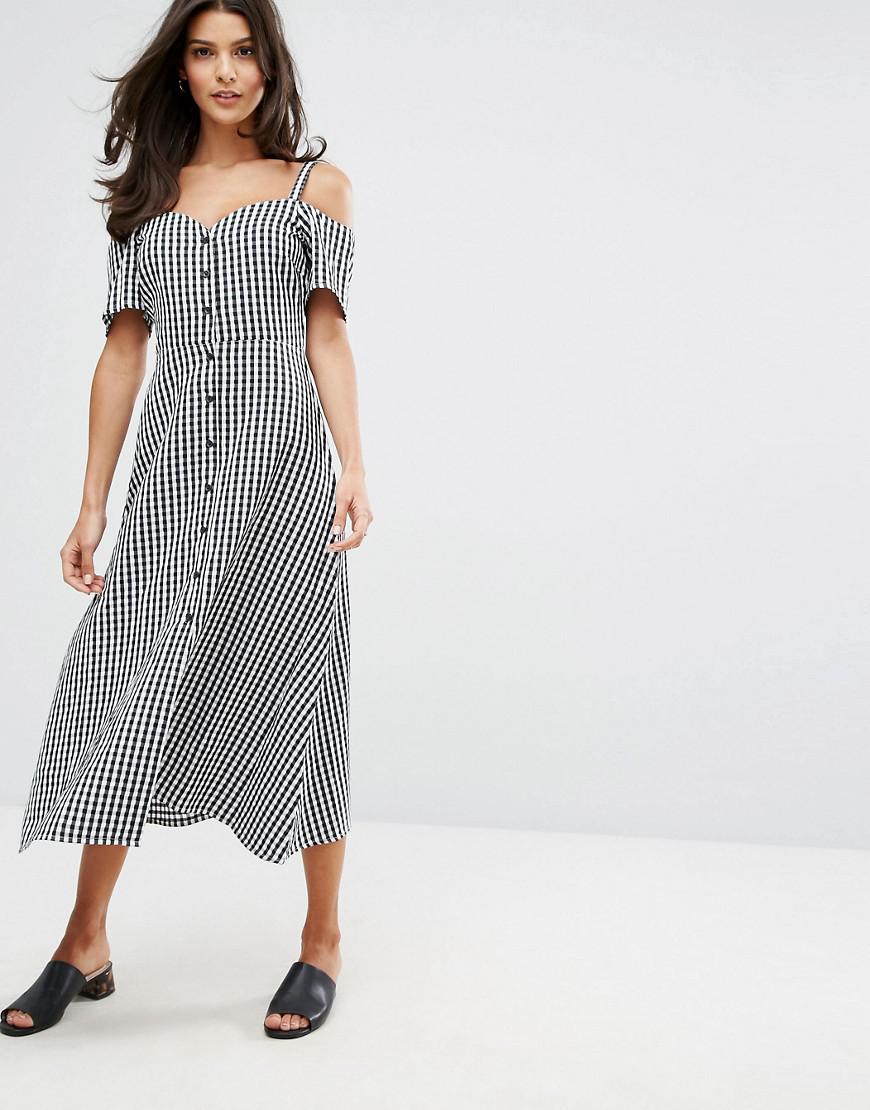 Warehouse | Warehouse Cold Shoulder Button Front Midi Dress