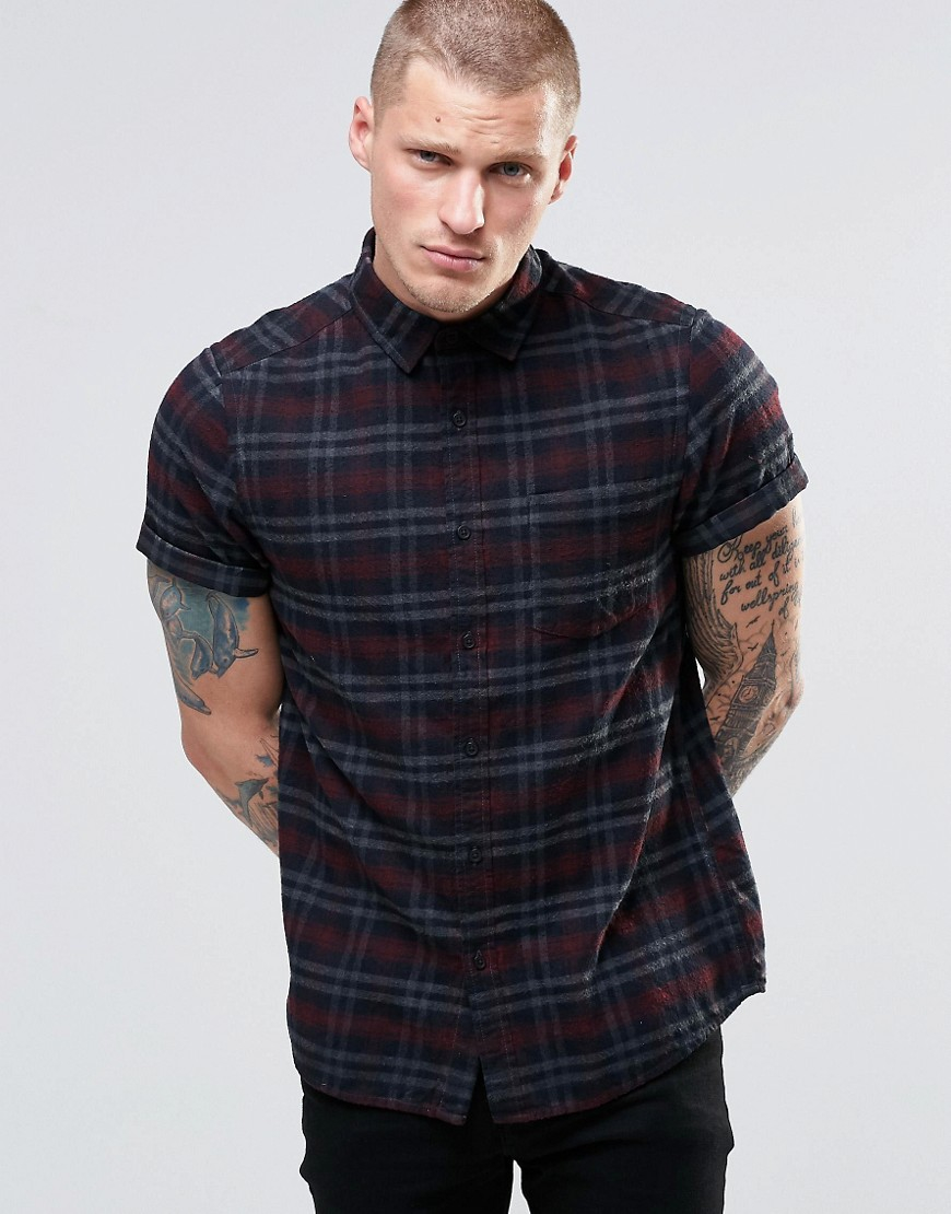 mens short sleeve check shirt