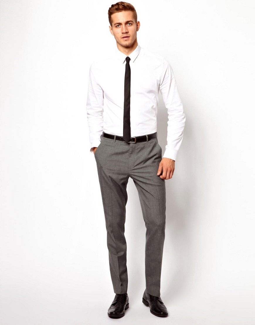 Lyst - Asos Slim Smart Work Trousers In Mid Grey in Gray for Men