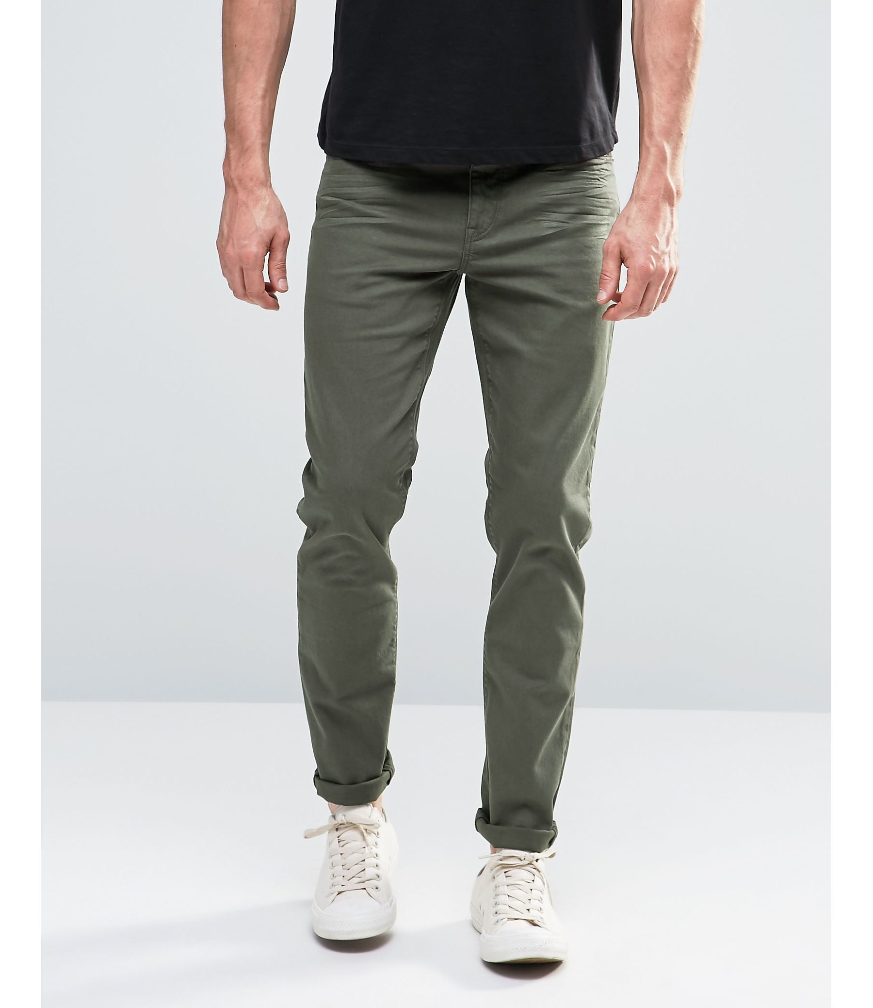 Asos Skinny Jeans In Dark Khaki in Green for Men | Lyst