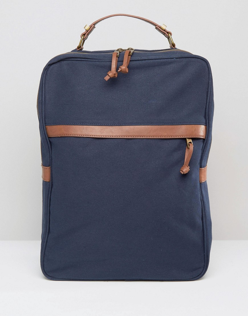 Lyst Asos Smart Backpack In Navy Canvas in Blue for Men