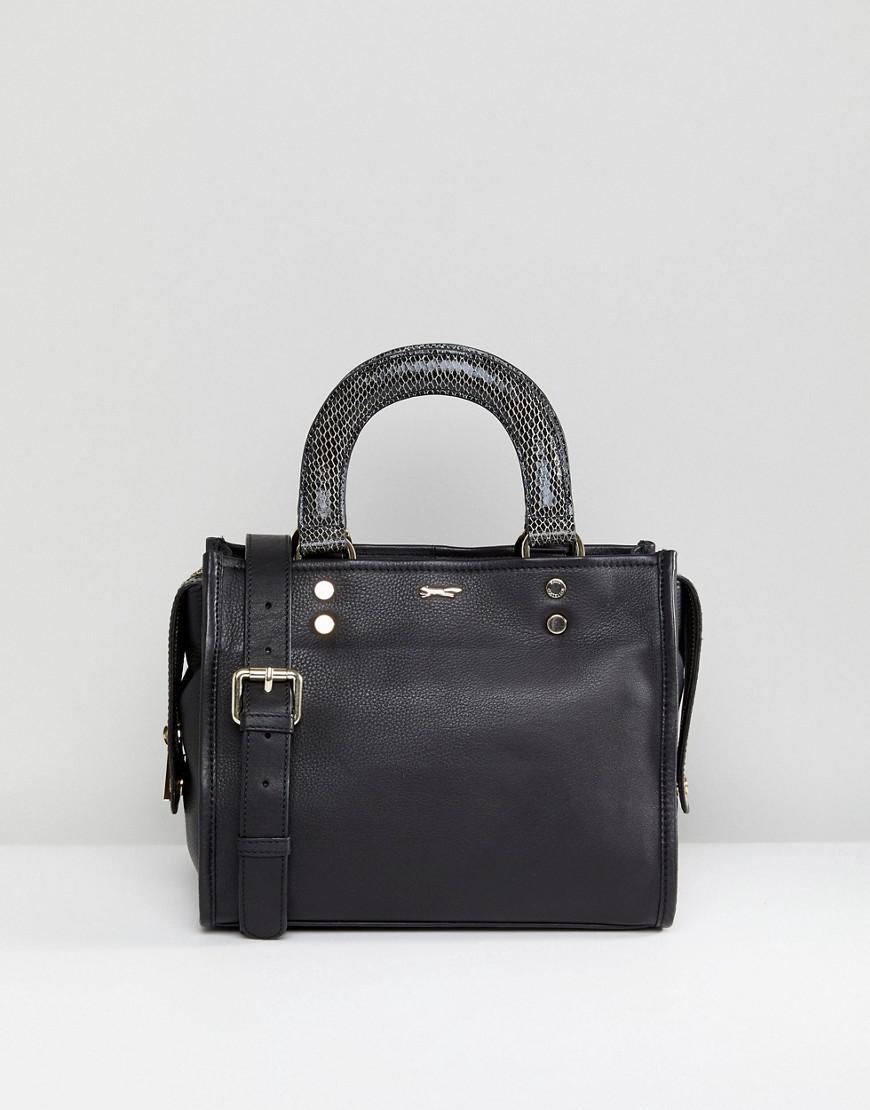 Lyst - Paul Costelloe Real Leather Black Shoulder Bag With Structured ...