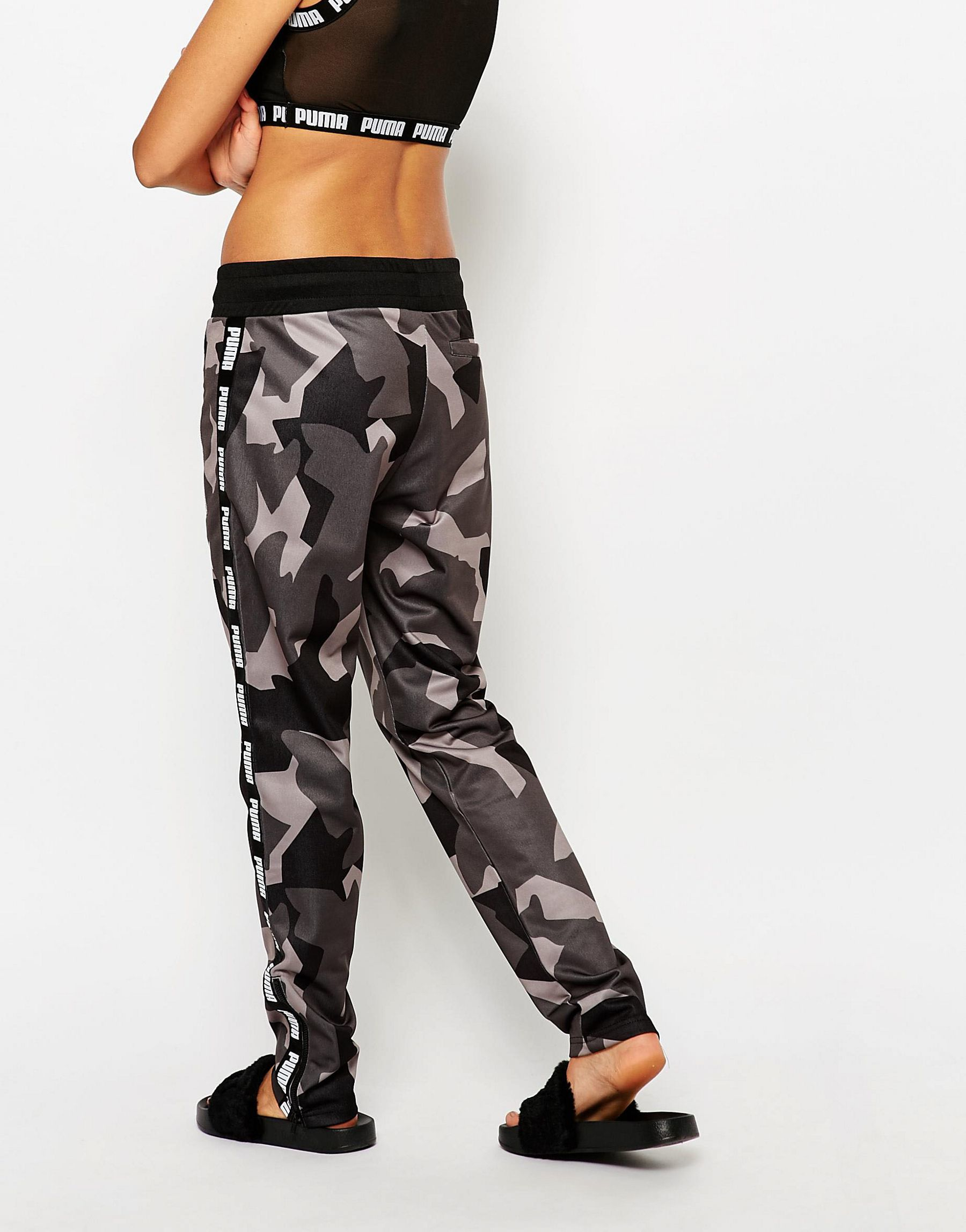 Lyst - Puma Grey Camo Print Track Pants in Black