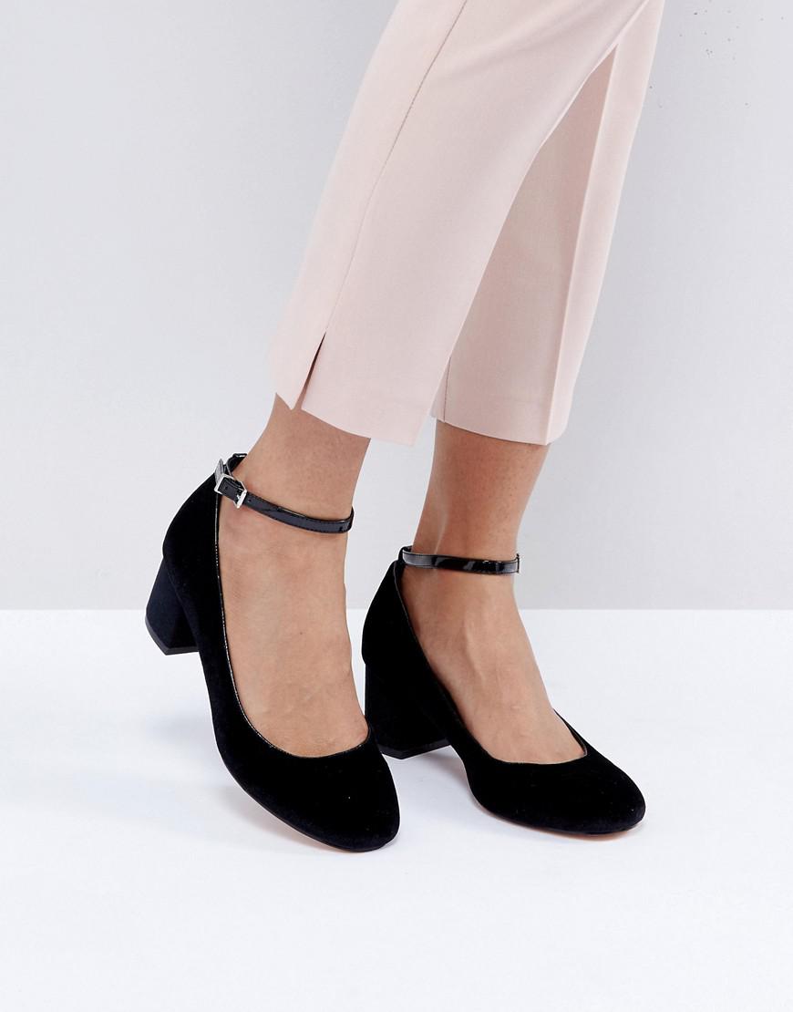 Faith Alexia Ankle  Strap  Block Heeled Shoes  in Black Lyst