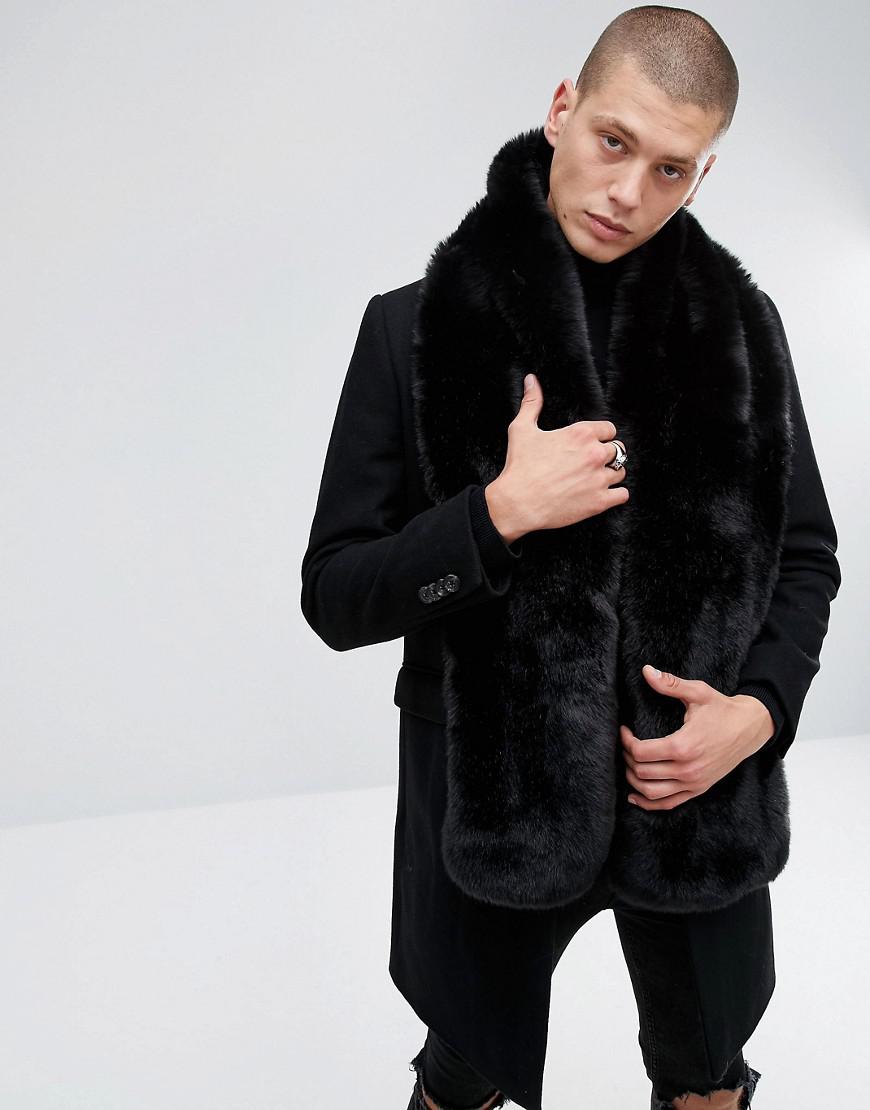 Lyst - Asos Faux Fur Scarf In Black in Black for Men