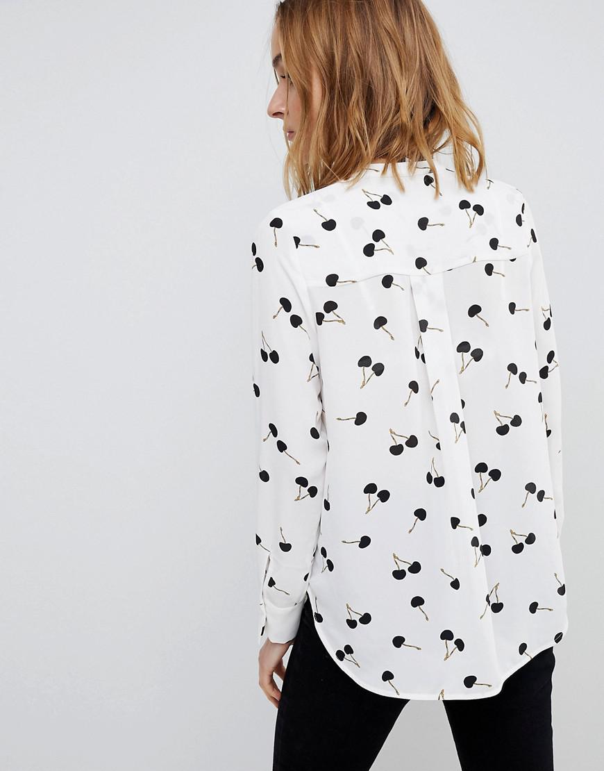 Lyst Warehouse Cherry Print Blouse In White 3594