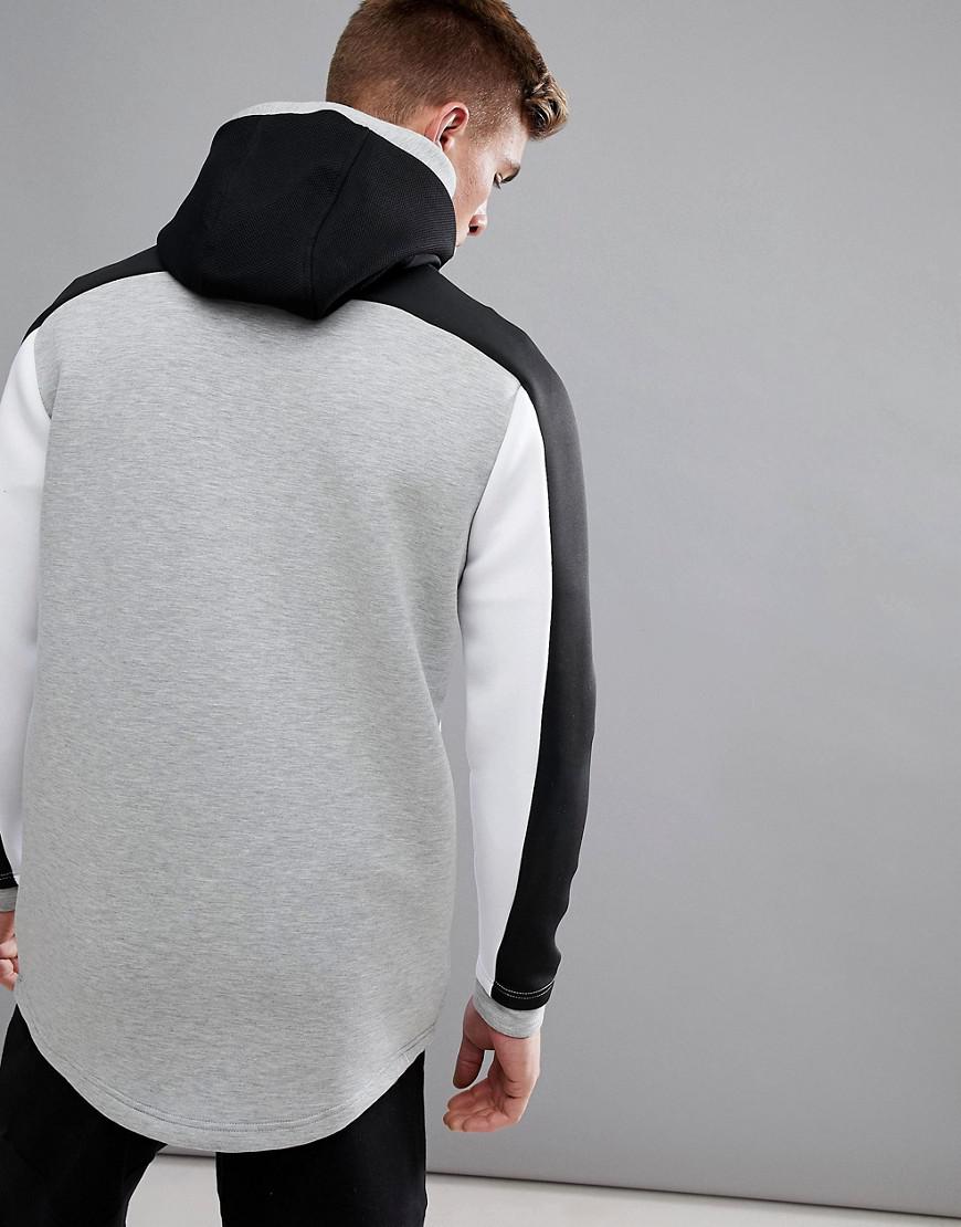 Bershka Denim Sport Colour Block Hoodie In Grey in Gray for Men - Lyst