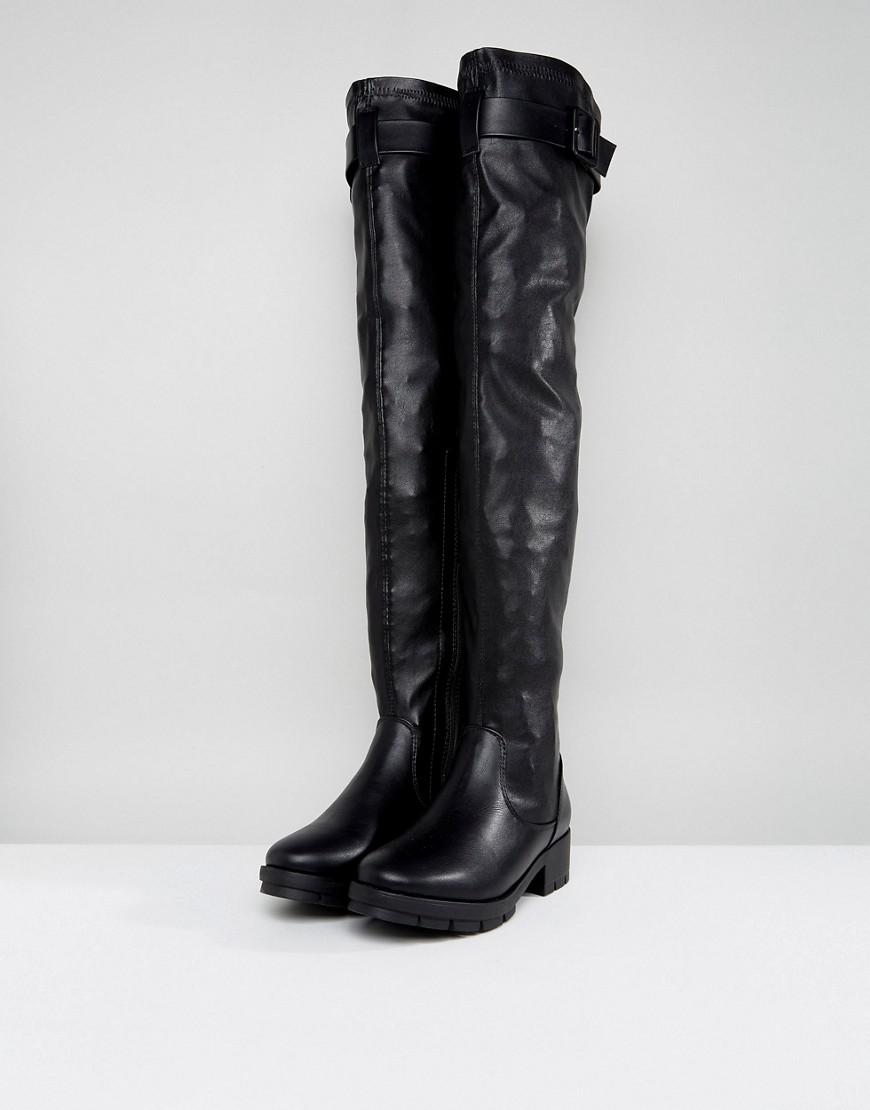 truffle collection heeled knee high boots in black