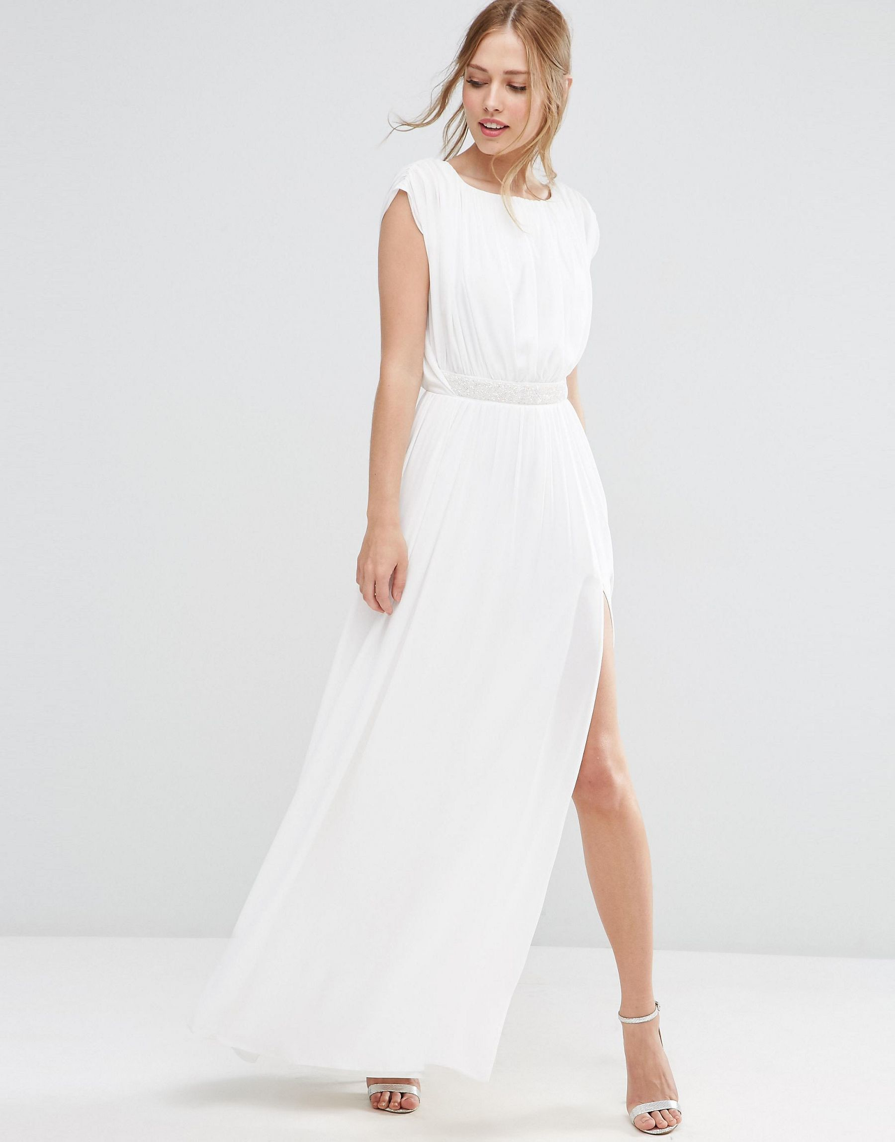 Lyst Asos Embellished Waist Maxi Dress In White