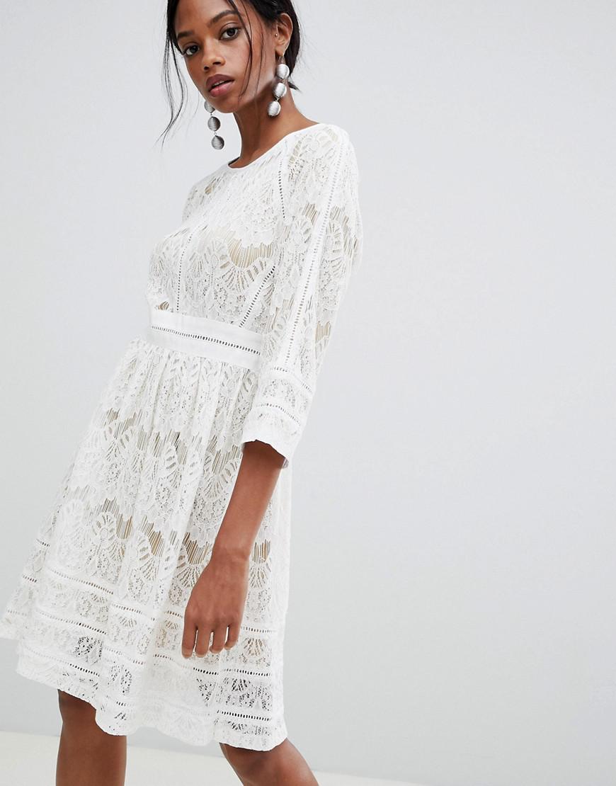 all of my heart white lace skater dress