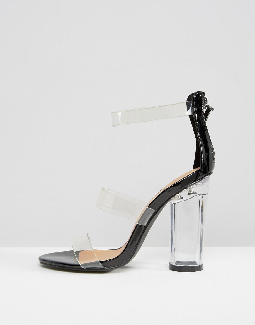 black and see through heels shoes
