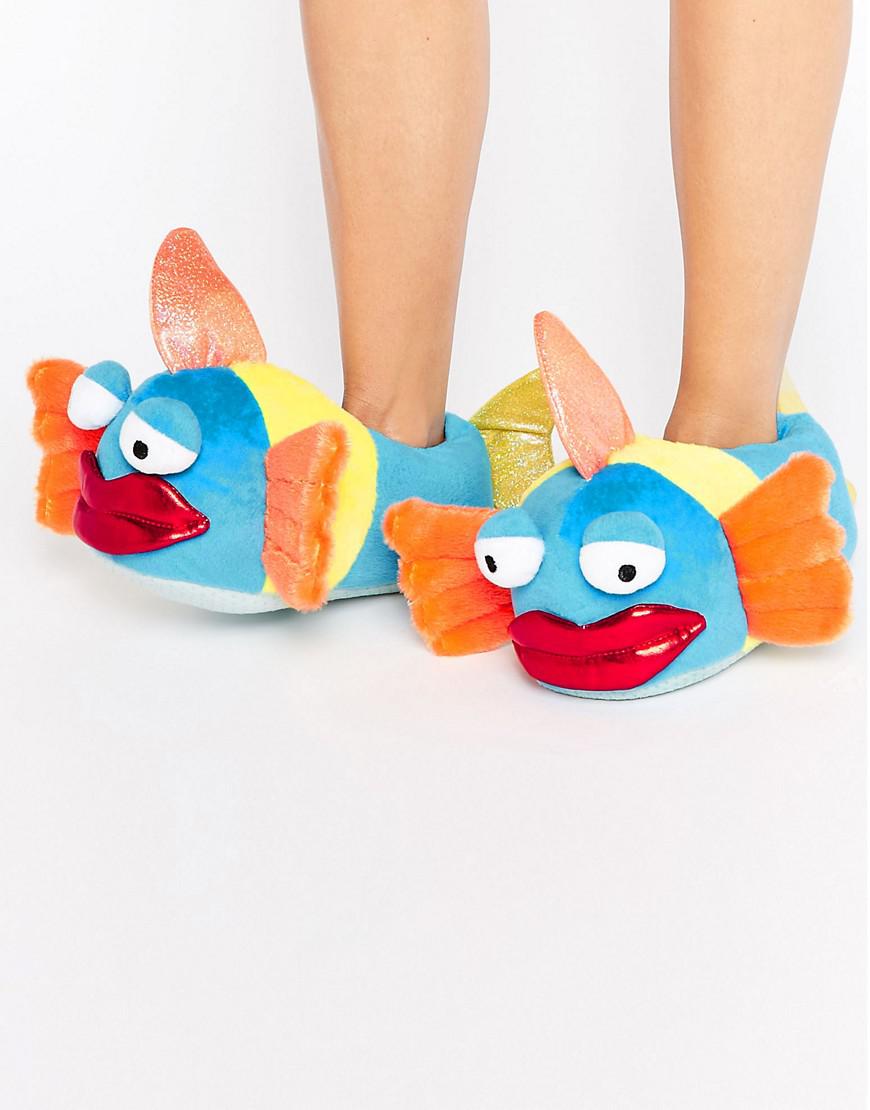 Lyst - ASOS Neptune Tropical Kissy Fish Slippers in Blue