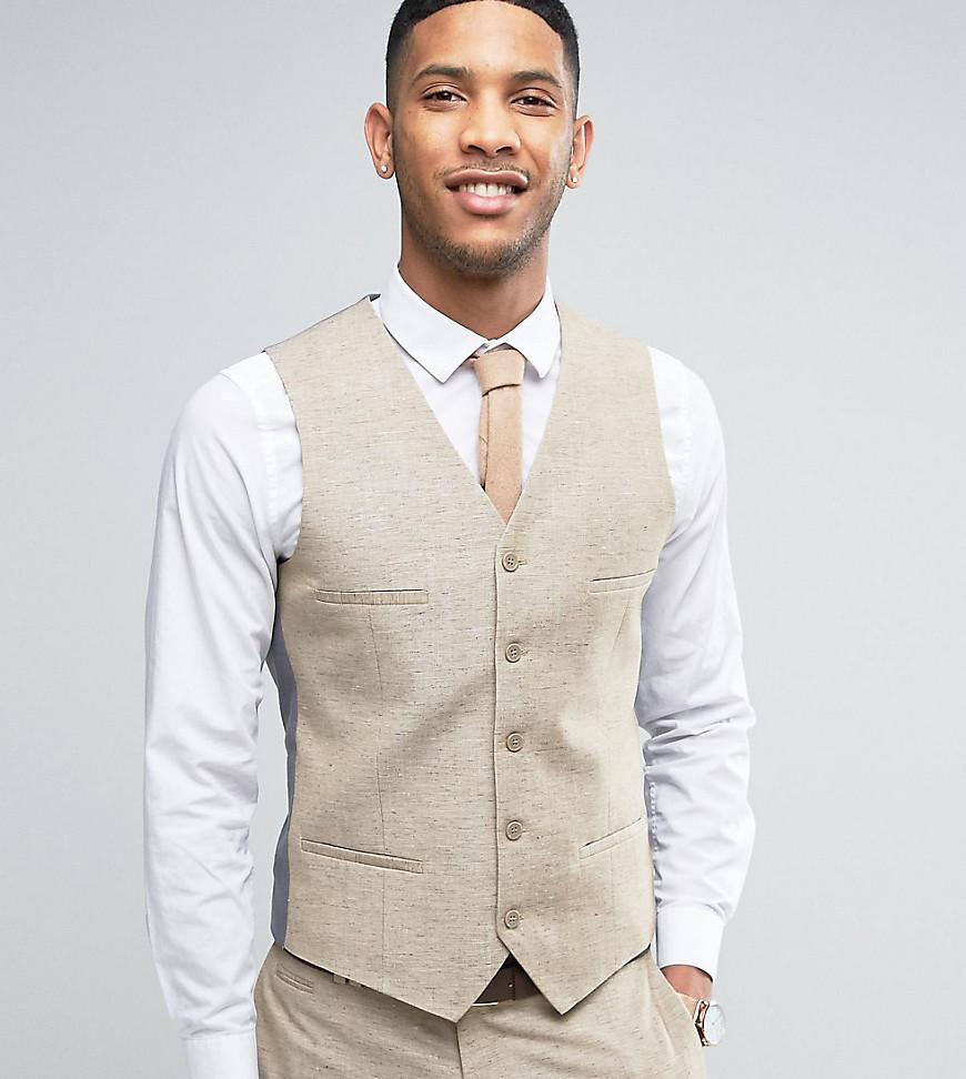 Lyst - Noak Skinny Wedding Suit Waistcoat In Linen Nepp ...